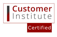Logo for Customer Institute with a vertical bar and the word "Certified" highlighted in a red box.