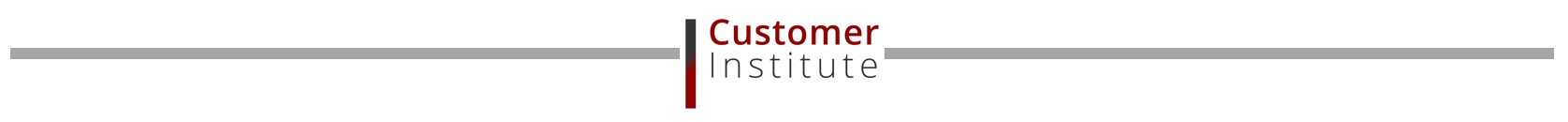 Logo for Customer Institute with "Customer" in red and "Institute" in grey, separated by a vertical line and flanked by horizontal grey lines on both sides.