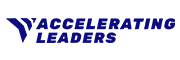 Blue "Accelerating Leaders" text with a stylized graphic on the left, set against a light gray background.