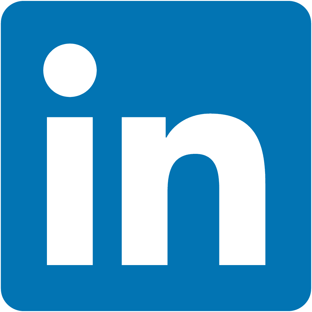 LinkedIn logo consisting of white lowercase "in" letters on a blue square background.