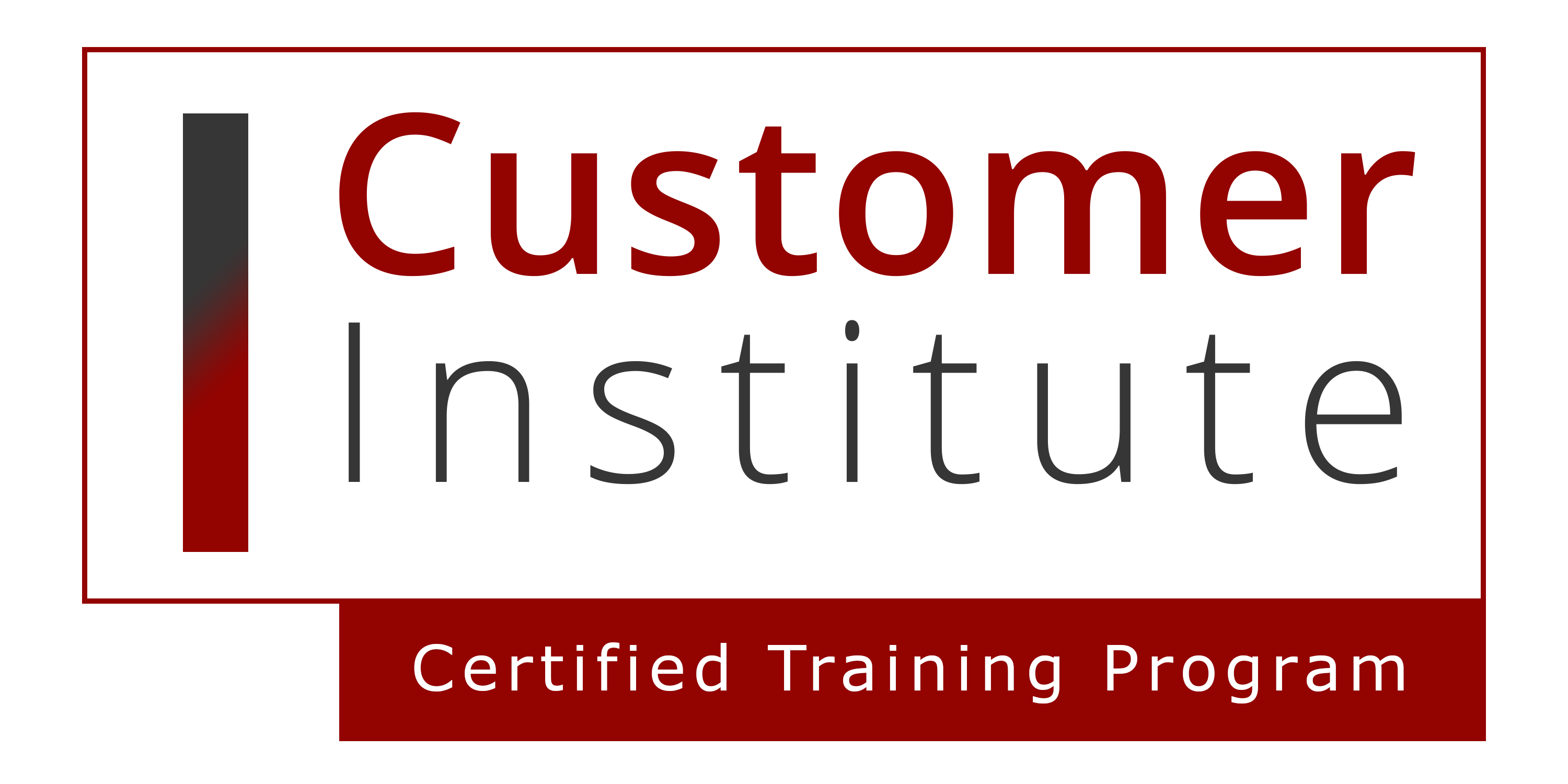 Logo for Customer Institute, featuring the words "Customer Institute" and a banner below that reads "Certified Training Program.