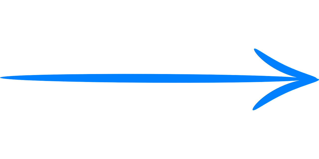 A blue right-pointing arrow on a light gray background.